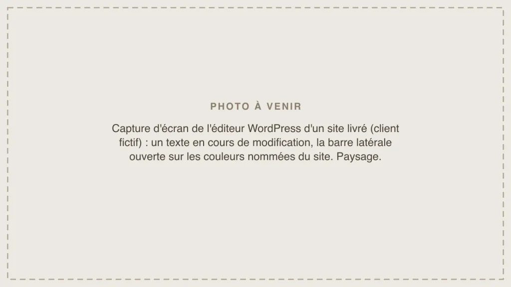L'éditeur WordPress d'un site livré, un texte en cours de modification